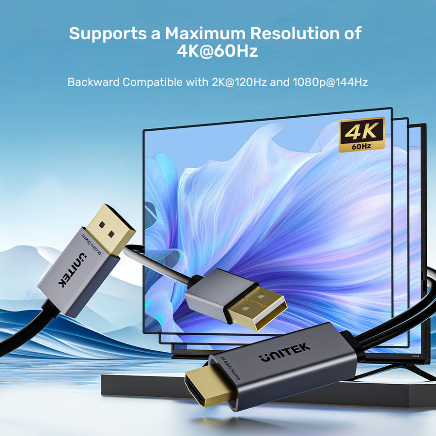 HDMI to DisplayPort 4K Cable 1.8M | UNITEK