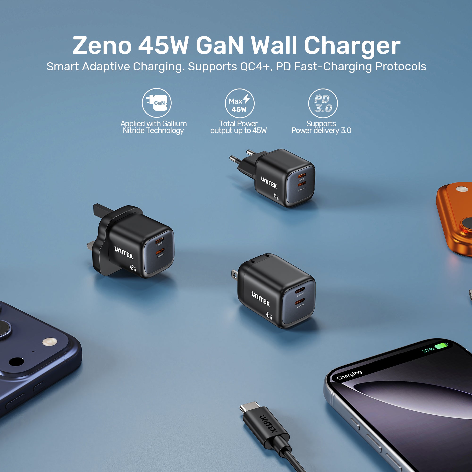 Zeno 45W GaN Wall Charger