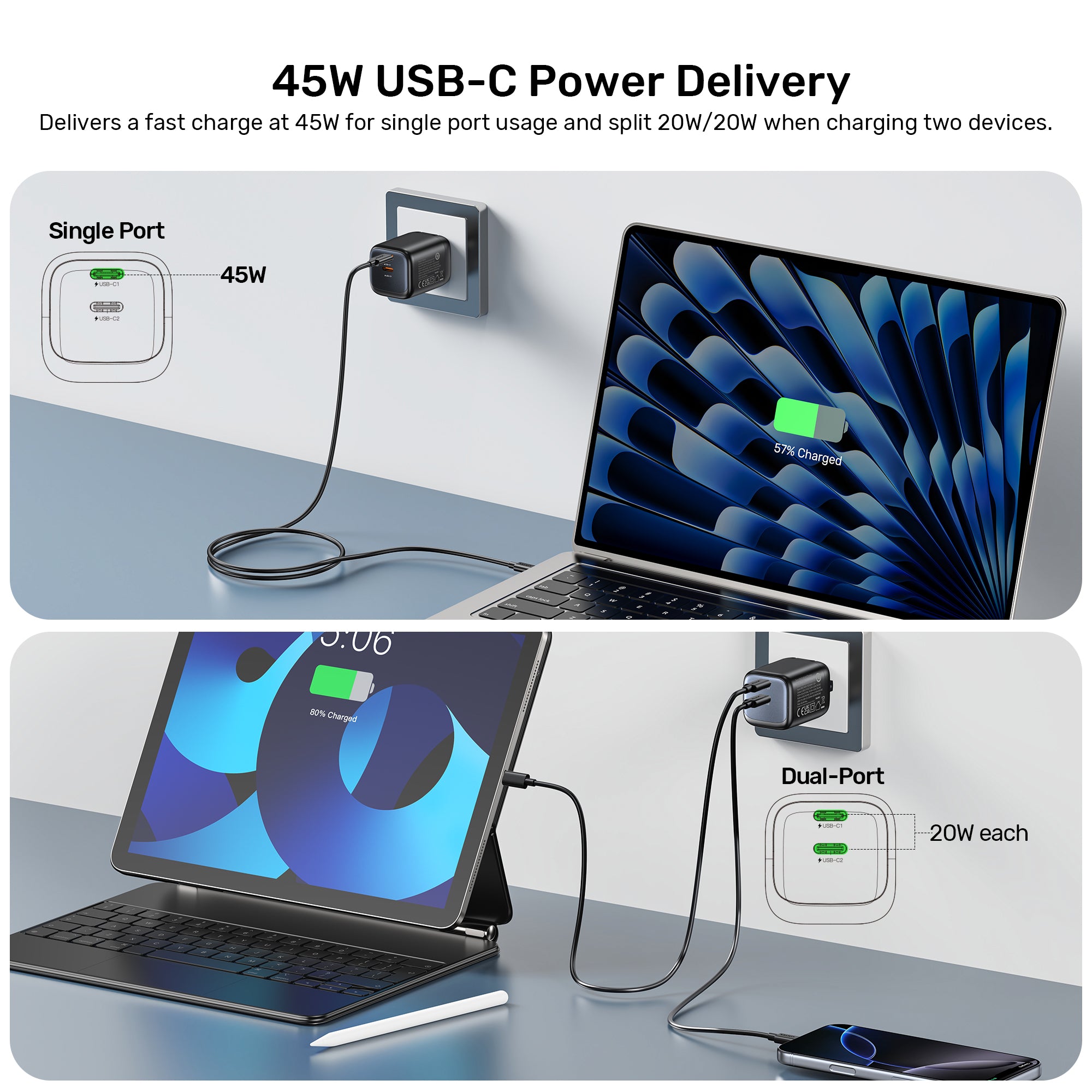 Zeno 45W GaN Wall Charger