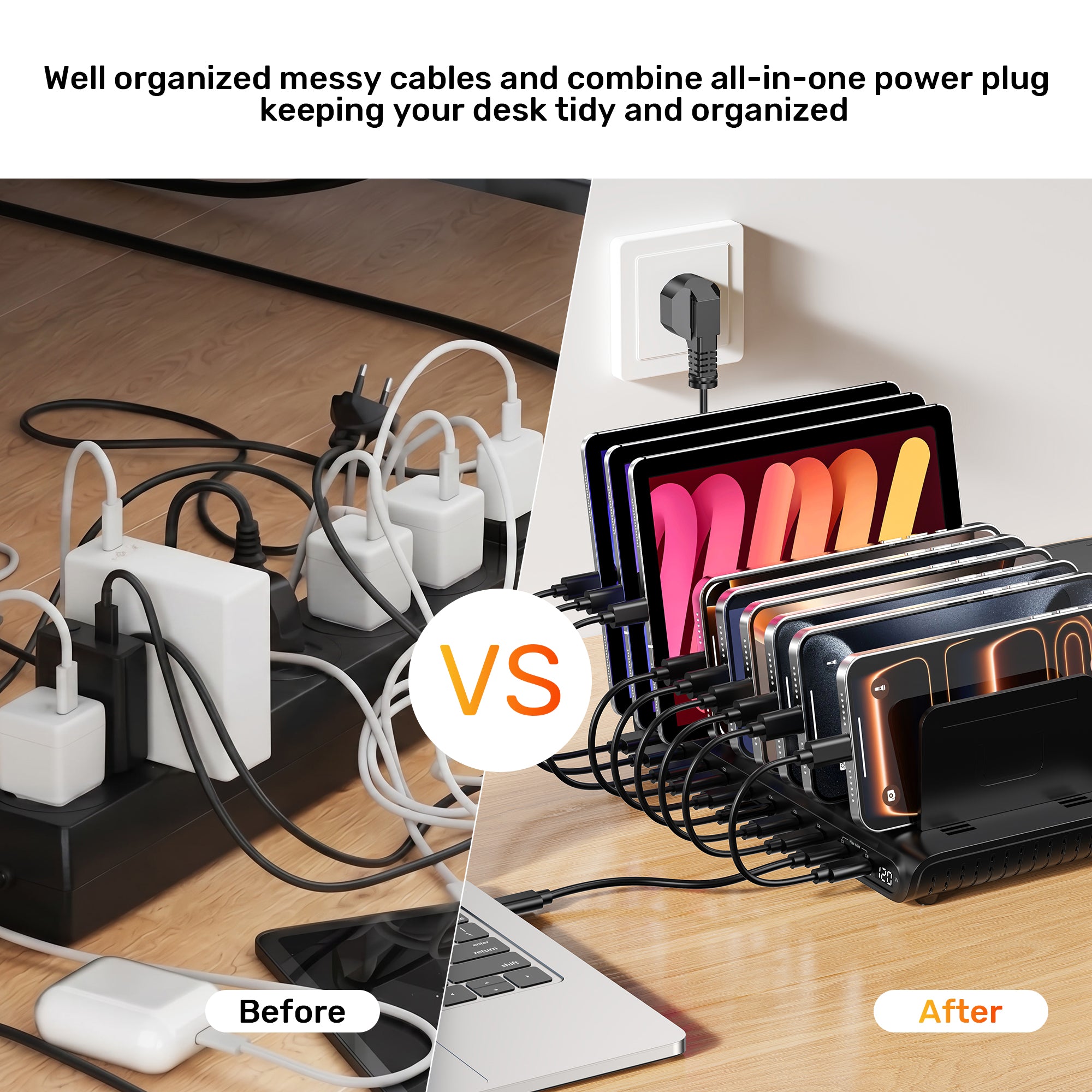 uCharge 120W 10-Port USB Smart Charging Station