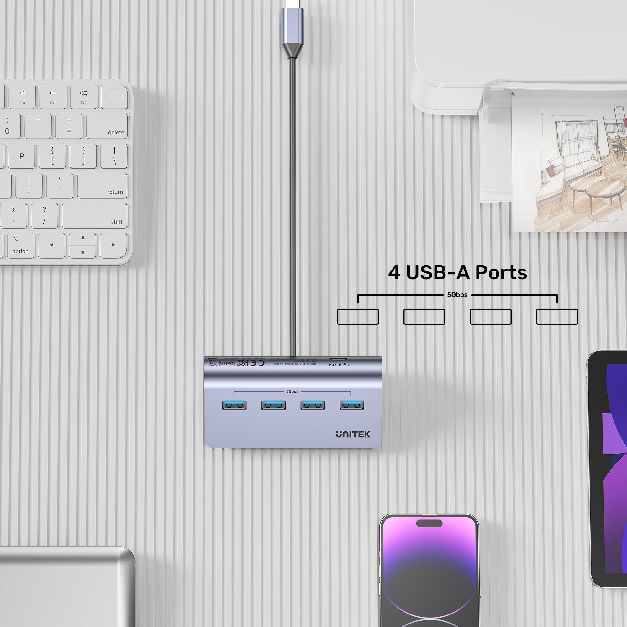 uHUB Q4 4-in-1 USB -C Hub with 4 Ports USB-A