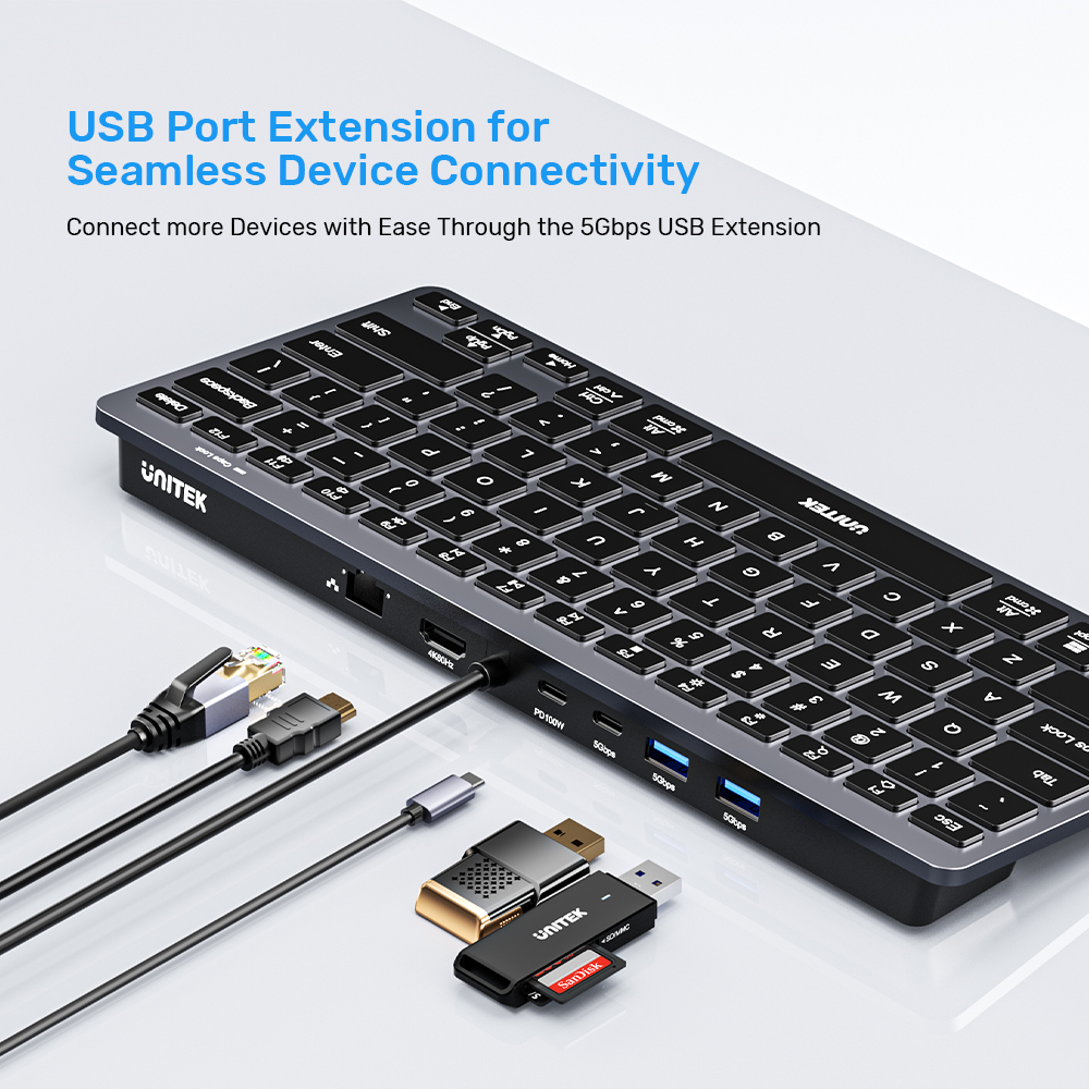 7-in-1 USB-C Ethernet Keyboard Hub