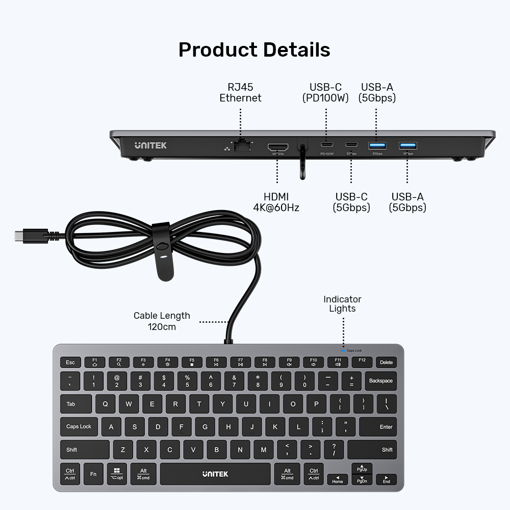 7-in-1 USB-C Ethernet Keyboard Hub