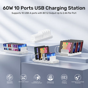 60W 10 Port USB Charging Station