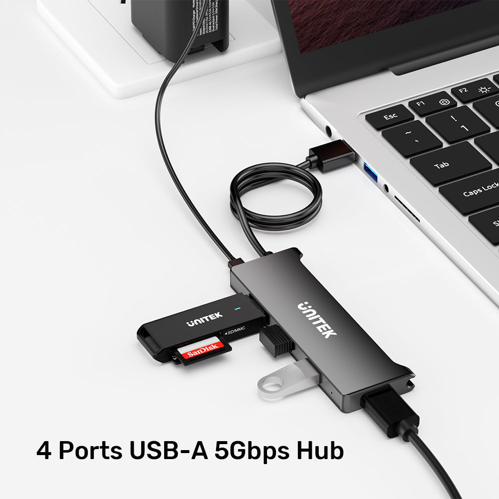DINIC Hub USB 3.0 A 4 Porte - USB 3.1 Gen 1, 5000Mbit/s - Colore Bianco - Espandi Le Porte Del Tuo PC O Mac