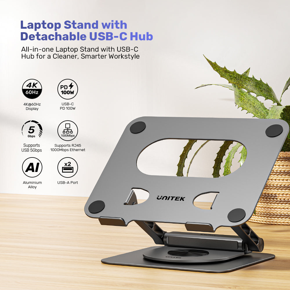 Laptop Stand with Detachable USB-C Hub