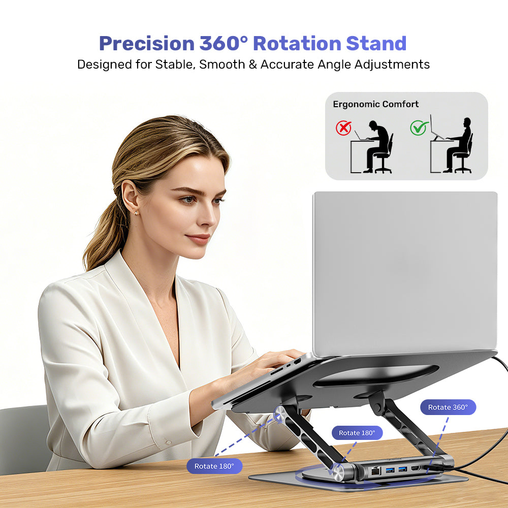 Laptop Stand with Detachable USB-C Hub