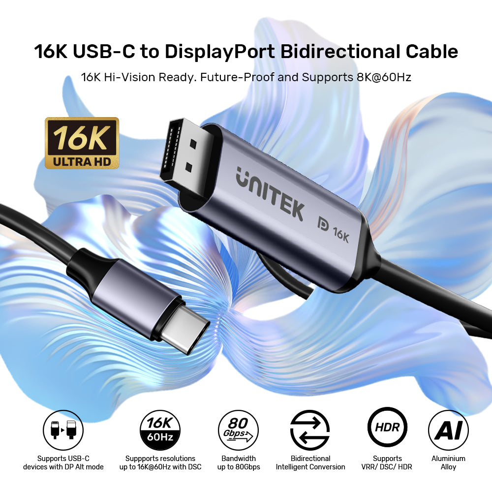 16K USB-C to DisplayPort Bidirectional Cable