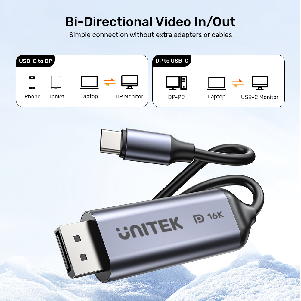 16K USB-C to DisplayPort Bidirectional Cable