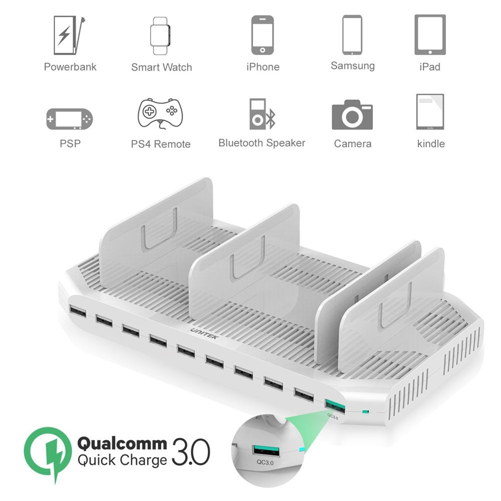 10 Port USB Charging Station QC 3.0 60W