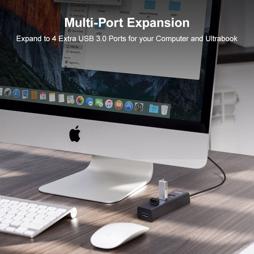 4-Port USB 3.0 Hub Long Cable 4ft