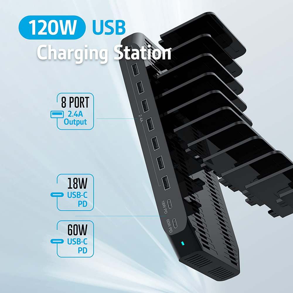 10 ポート USB 充電ステーション 60W
