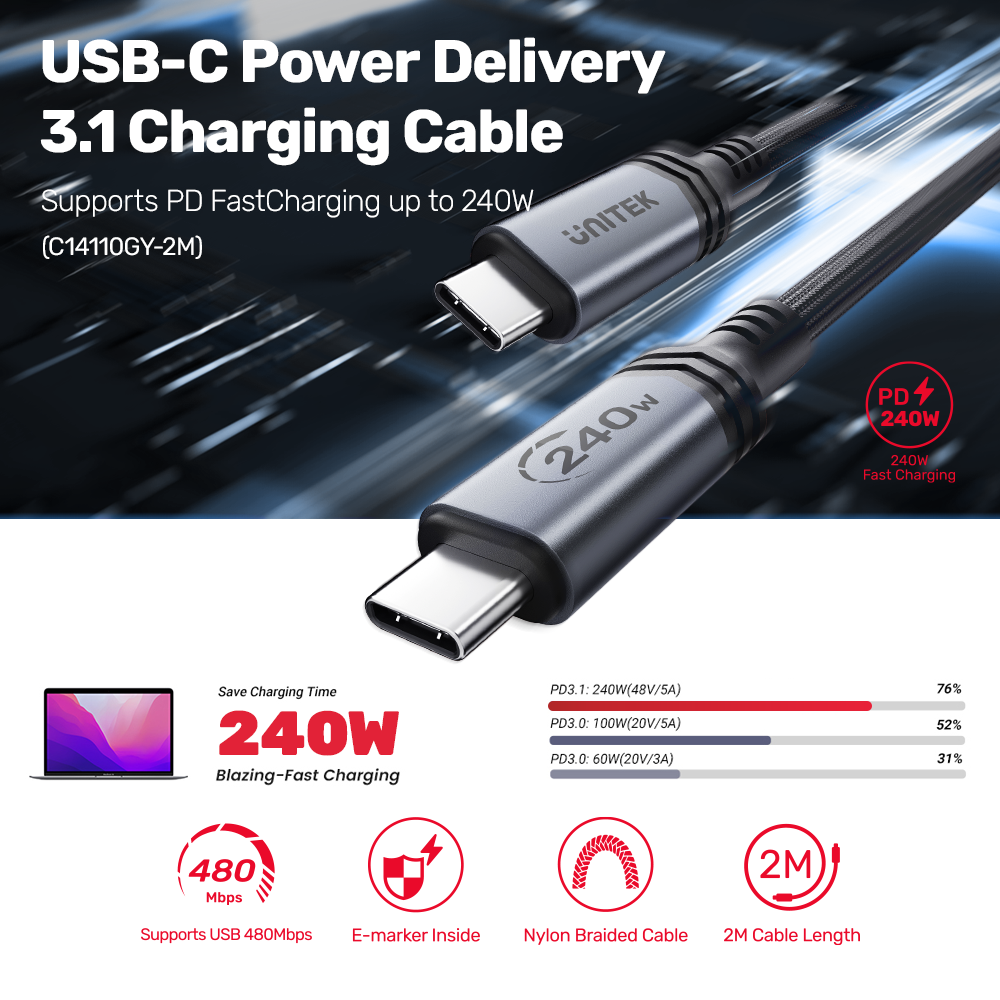 USB-C Power Delivery 3.1 Charging Cable