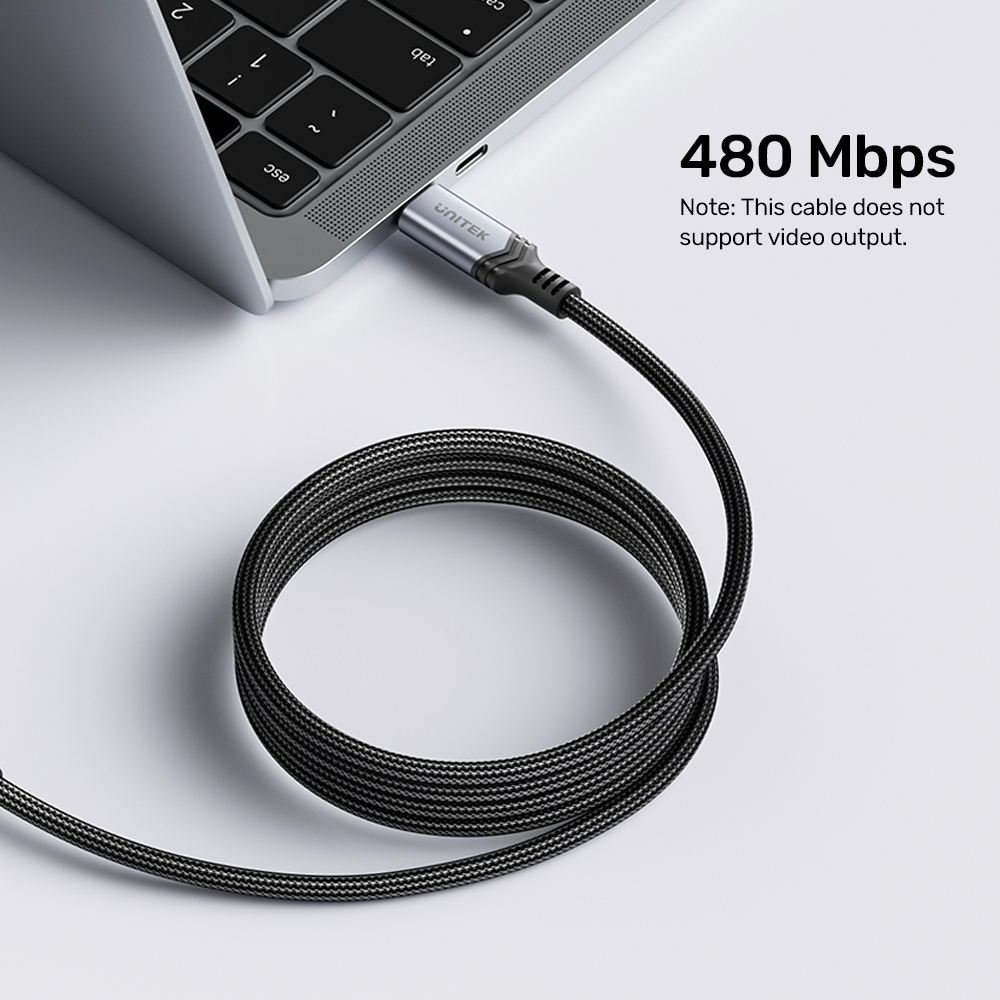 Câble USB 3.1 CC de 2,5 m. Câble de charge E-marker robuste de 100 W. Le  câble de