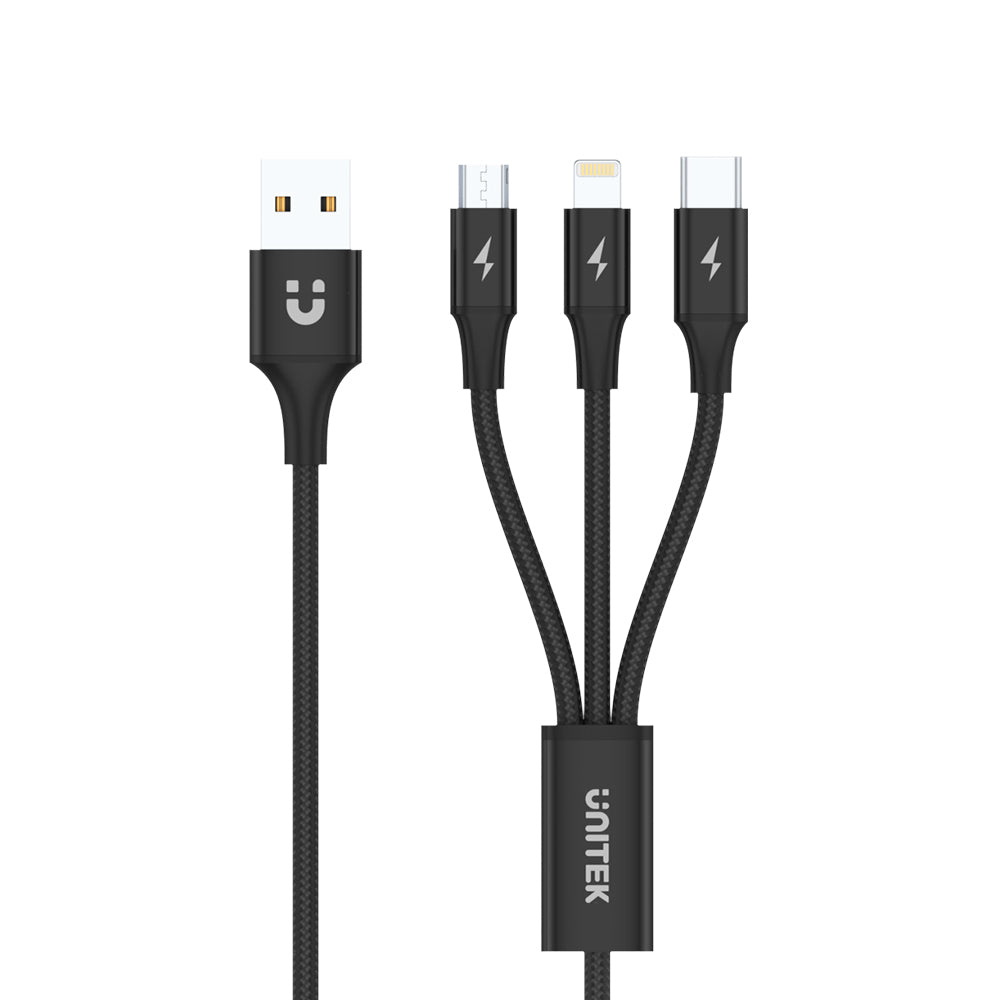 Denken Koopje Krijger 3-in-1 USB-A to USB-C / Micro USB / Lightning Multi Charging Cable