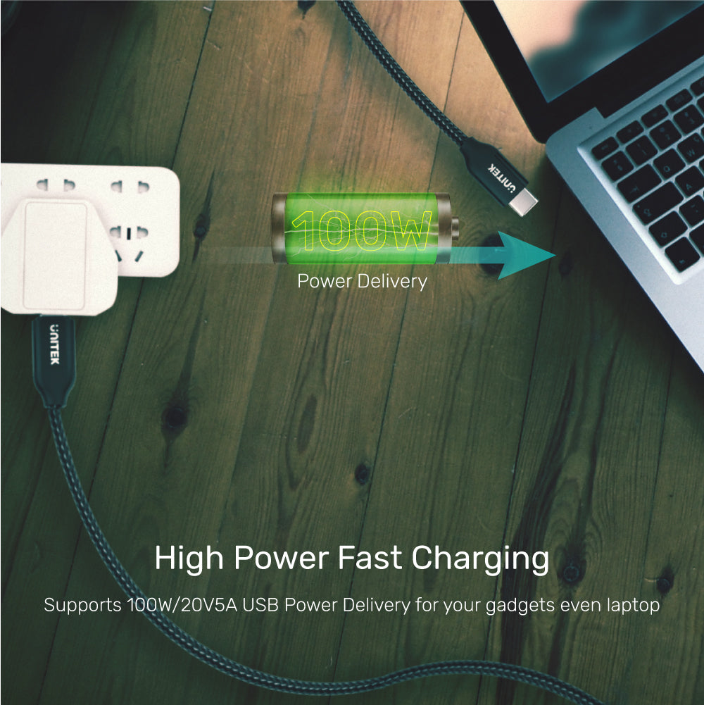 USB-C 100W PD Fast Charging Cable with Data (USB 2.0)