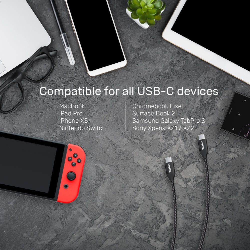 データ付き USB-C 100W PD 高速充電ケーブル (USB 2.0)