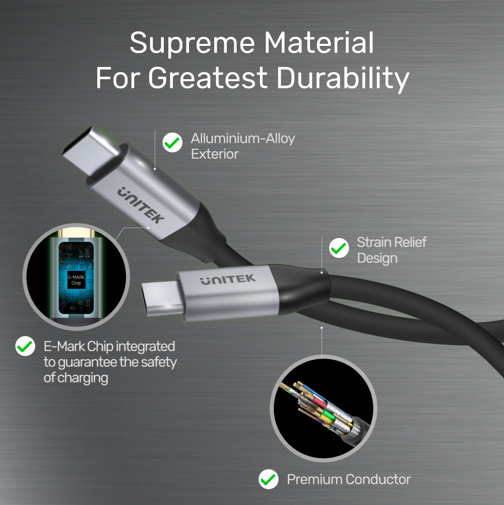 Full-Featured USB-C 100W PD Fast Charging Cable with 4K@60Hz and 5Gbps (USB 3.0)