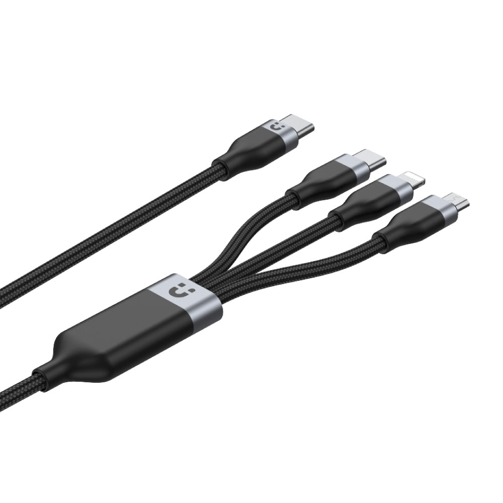 3-in-1 USB-C Lightning USB-C Micro USB マルチ充電ケーブル (ブラック)