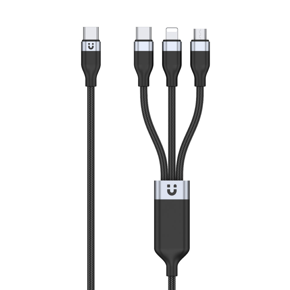 3-in-1 USB-C-Lightning/USB-C/Micro USB 멀티 충전 케이블(블랙)