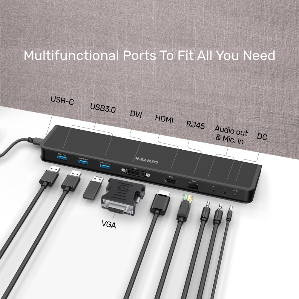 uHUB S7+ 5Gbps 7 Ports Docking Station With VGA Adapter