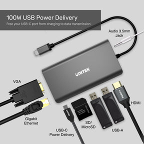 uHUB O8+ 8-in-1 USB-C Hub with Dual Display, Ethernet and PD 100W