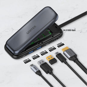 uHUB H6 Storage 6-in-1 USB-C M.2 SSD Storage Hub with 10Gbps Data, HDMI and PD 100W