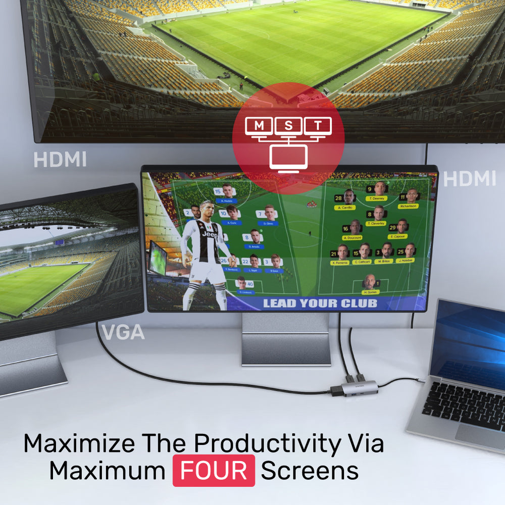 uHUB P5: 5-in-1 USB-C Hub w/ Triple Monitor MST & 100W PD | UNITEK