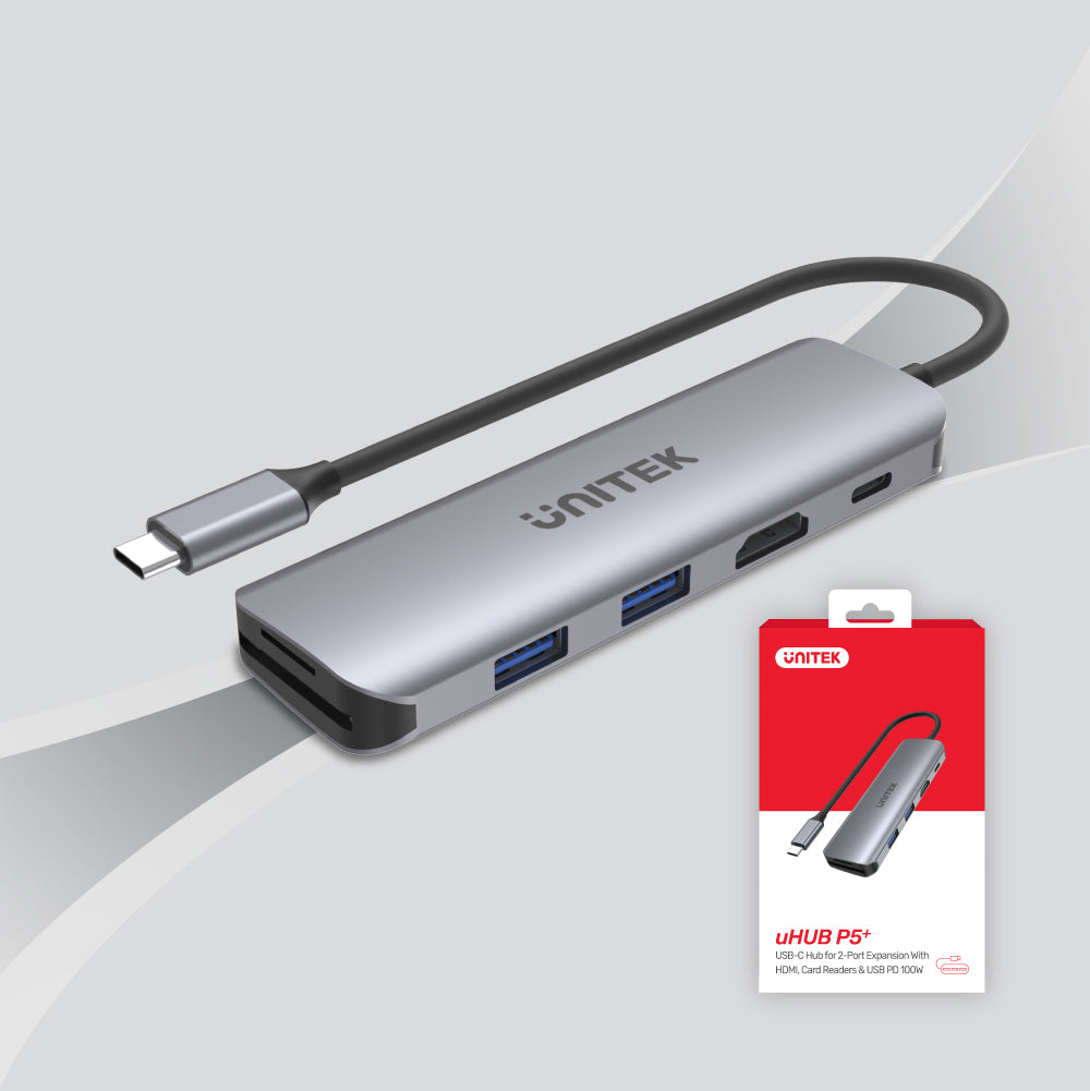 uHUB P5+ 6-in-1 USB-C Hub with HDMI and Power Delivery100W