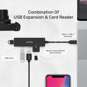 uHUB Q4+ 5-in-1 USB-C Hub with Dual Card Reader