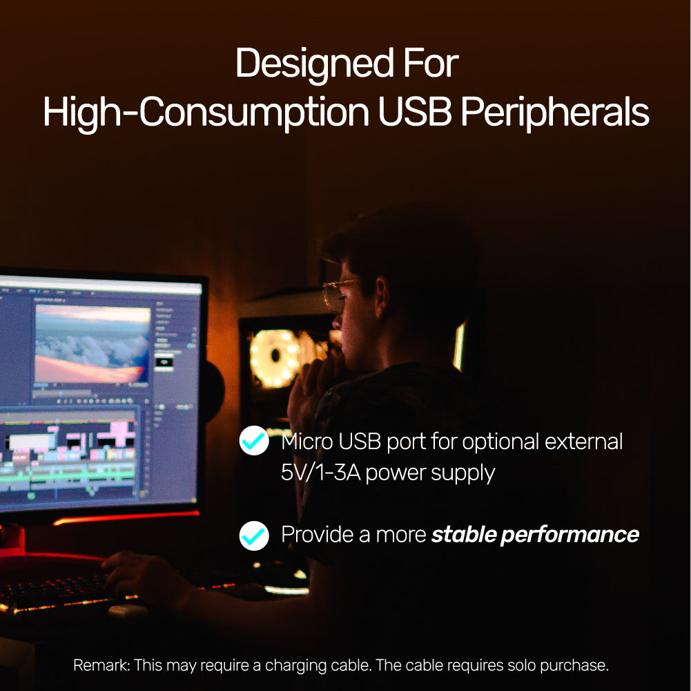 uHUB Q4 4 cổng USB 3.0 Hub có nguồn điện kèm cáp dài 150cm