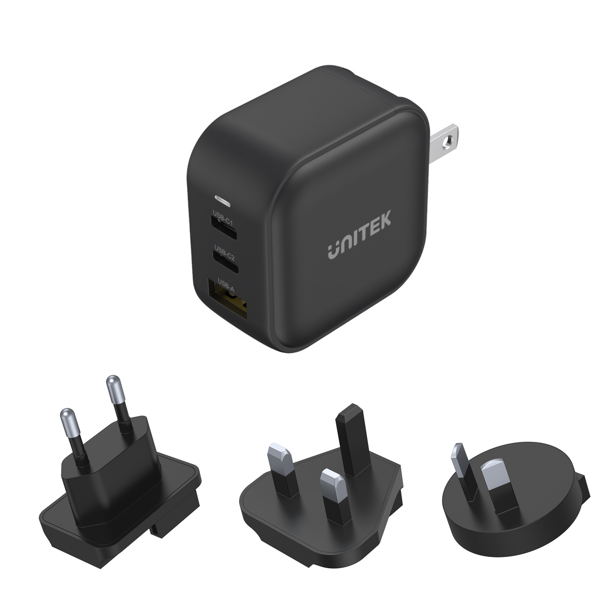 TRAVEL TRI GaN 3포트 66W 충전기 USB PD 및 QC 3.0 블랙(여행용 충전기)