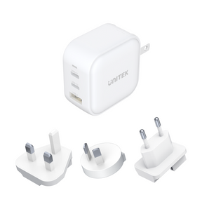 TRAVEL TRI GaN 3 Ports 66W Charger with USB PD and QC 3.0 White (Tr