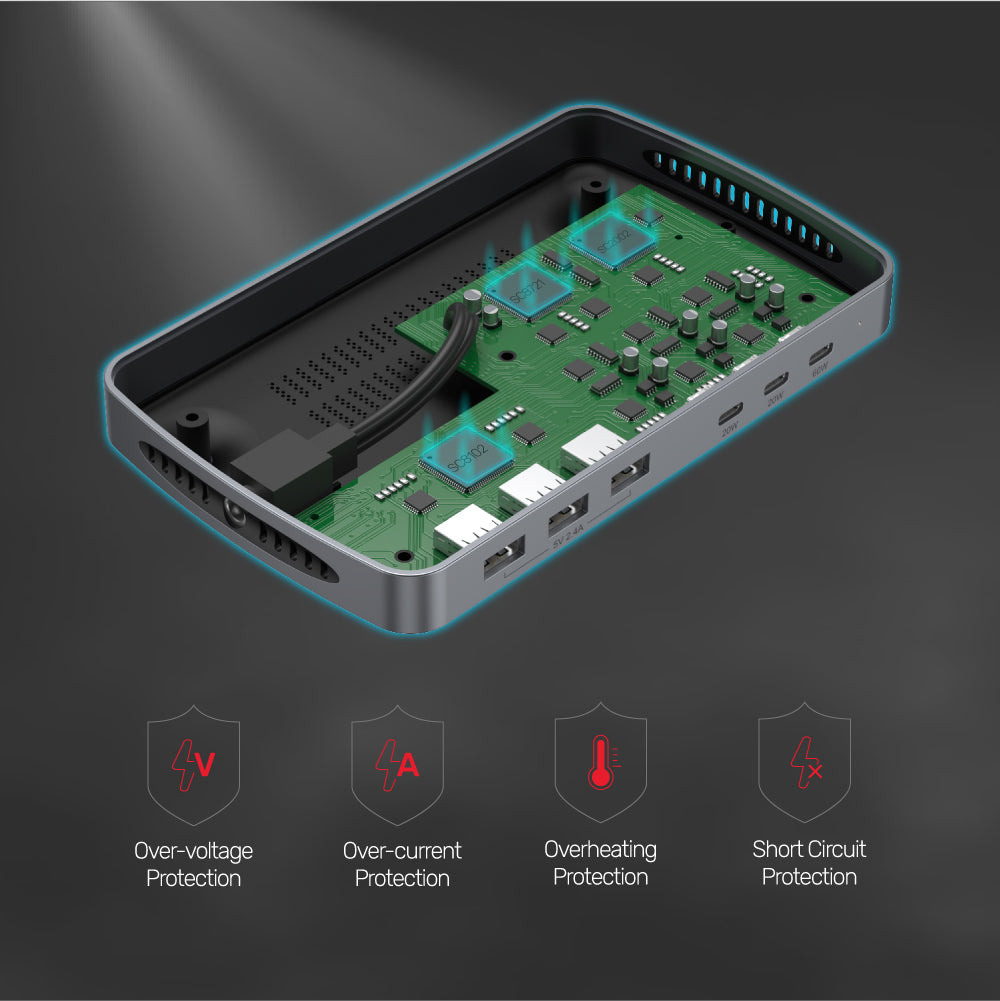 Smart HP6 6 Ports USB-C and USB-A Smart Charging Station 120W with Triple USB PD