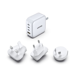 TRAVEL QUAD GaN 4 Ports 100W Charger with USB PD and QC 3.0 in White (Travel Charger)
