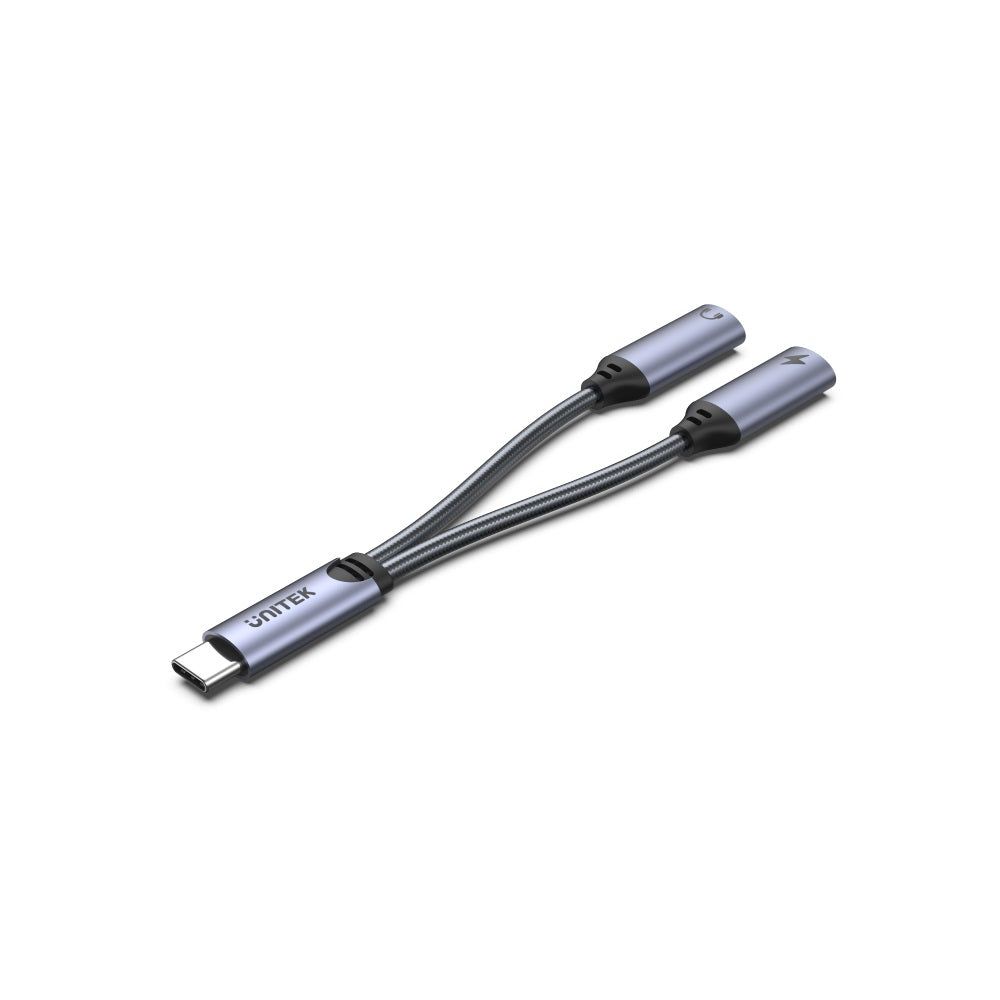 USB-C スプリッター (2-in-1 USB C ヘッドセット & 充電アダプター)