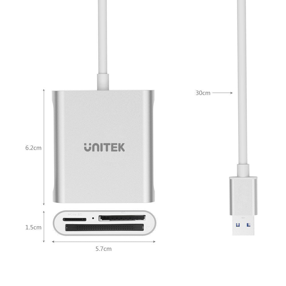 USB 3.0 3-Port Memory Card Reader with Thoughtful Grip Design