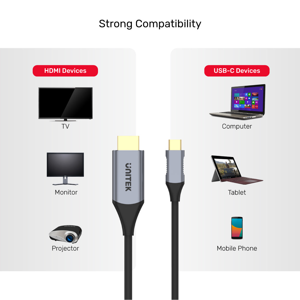 4K 60Hz USB-C to HDMI 2.0 Cable