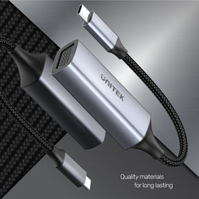 USB-C to VGA 1080P Full HD Adapter with Nylon-Braided Cable