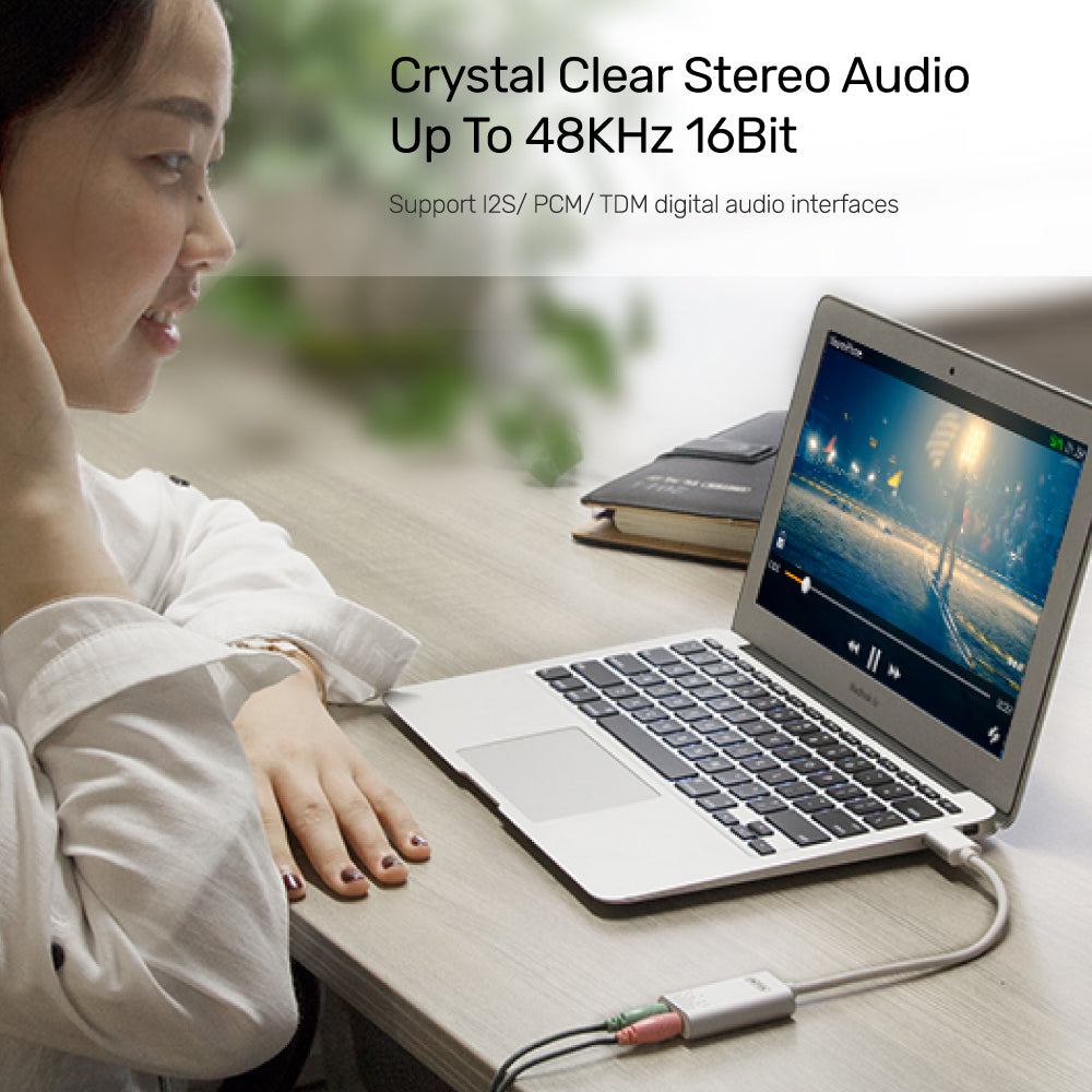 USB 2.0 External Sound Card Adapter for Stereo Audio