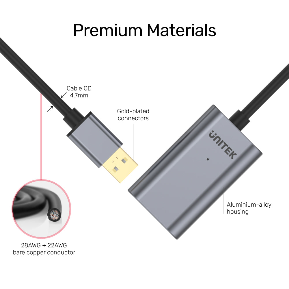 10M以上のUSB 2.0延長ケーブル