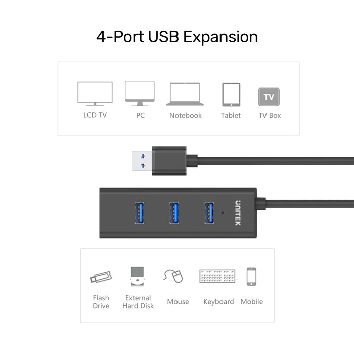 Hub USB Unitek de 4 Puertos Y-3089