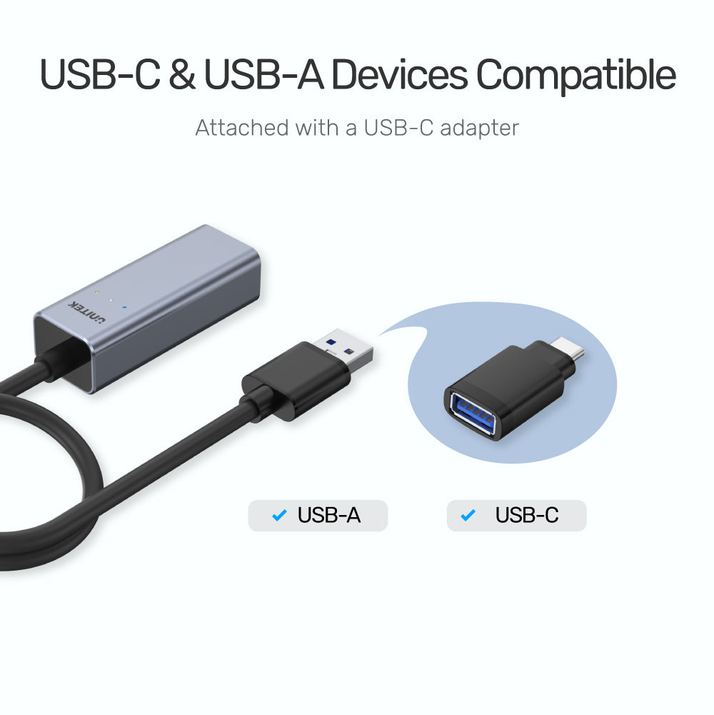 USB 3.0 to Gigabit Ethernet Adapter with USB-C Adapter