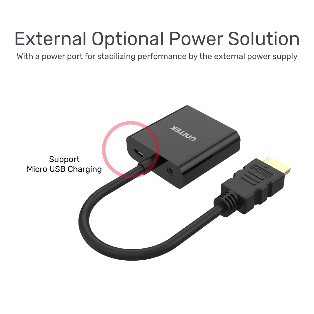 HDMI to VGA Adapter with 3.5mm for Stereo Audio