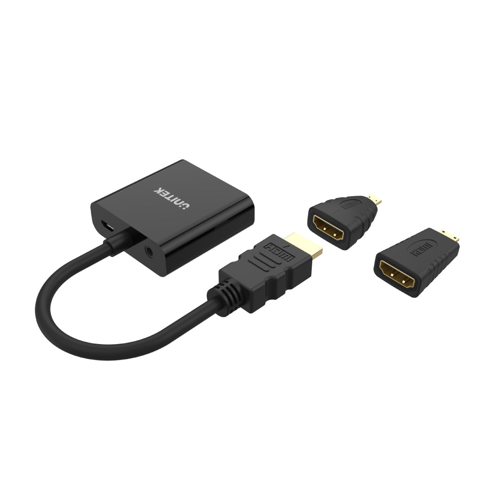 HDMI - VGA アダプター、ステレオ オーディオ用 3.5mm、ミニ &amp; マイクロ HDMI アダプター