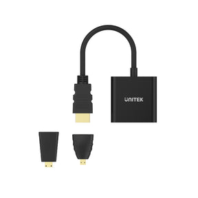 스테레오 오디오 및 미니 및 마이크로 HDMI 어댑터용 3.5mm가 있는 HDMI-VGA 어댑터