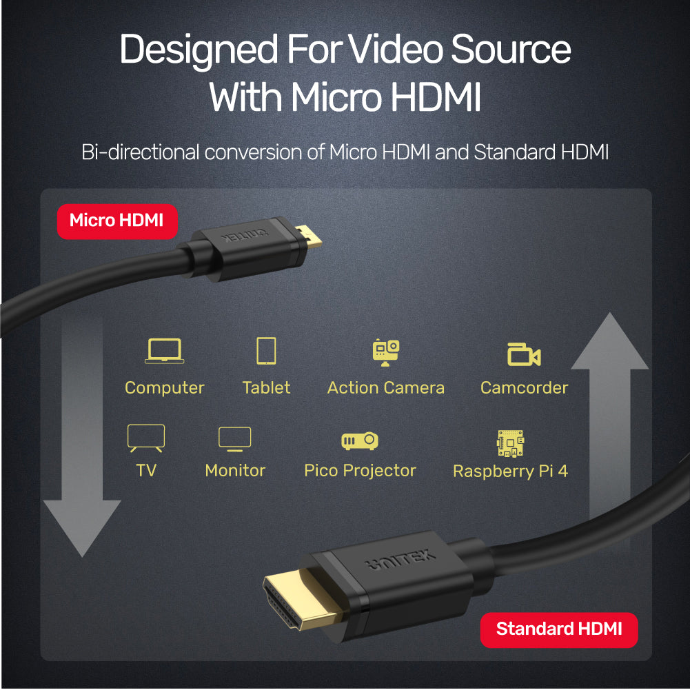 4K 60Hz High Speed Micro HDMI to HDMI Cable