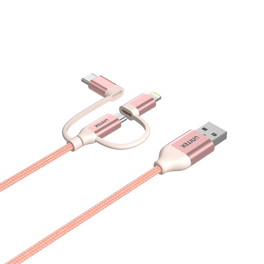 3-in-1 USB 2.0 to Micro USB Multi Charging Cable with USB-C/ Lightning