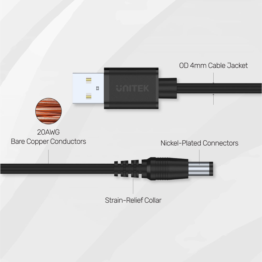 USB to DC 5.5 Power Cord