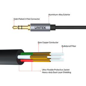 Headphone Extension Cable (3.5mm Plug to 3.5mm Jack) Stereo Audio Cable
